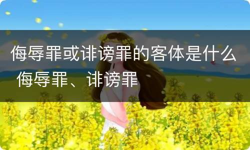 侮辱罪或诽谤罪的客体是什么 侮辱罪、诽谤罪