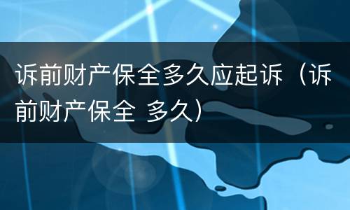 诉前财产保全多久应起诉（诉前财产保全 多久）