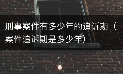 刑事案件有多少年的追诉期（案件追诉期是多少年）