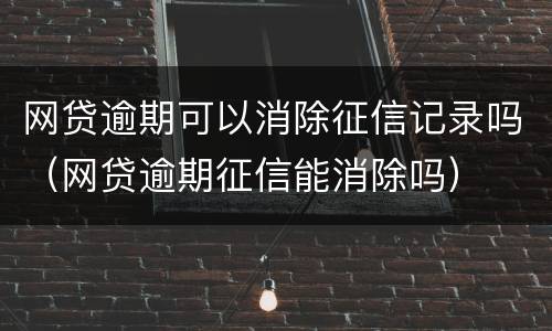 网贷逾期可以消除征信记录吗（网贷逾期征信能消除吗）