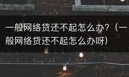 一般网络贷还不起怎么办?（一般网络贷还不起怎么办呀）