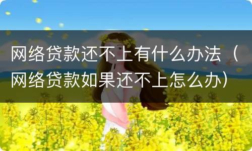 网络贷款还不上有什么办法（网络贷款如果还不上怎么办）