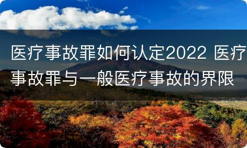 医疗事故罪如何认定2022 医疗事故罪与一般医疗事故的界限