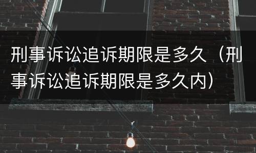 刑事诉讼追诉期限是多久（刑事诉讼追诉期限是多久内）