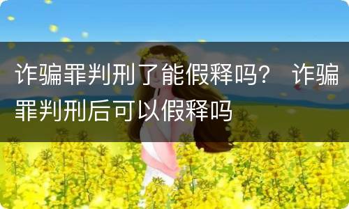 诈骗罪判刑了能假释吗？ 诈骗罪判刑后可以假释吗