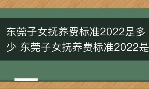 东莞子女抚养费标准2022是多少 东莞子女抚养费标准2022是多少呢