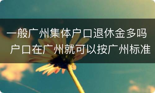 一般广州集体户口退休金多吗 户口在广州就可以按广州标准退休吗