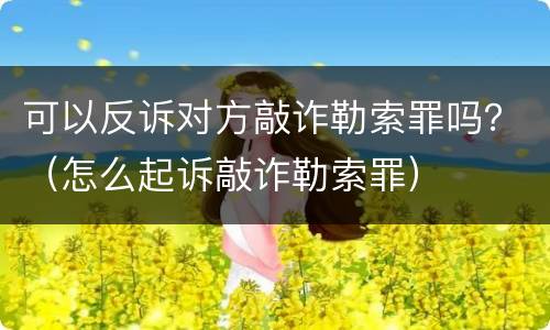 可以反诉对方敲诈勒索罪吗？（怎么起诉敲诈勒索罪）