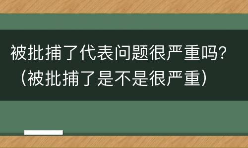 被批捕了代表问题很严重吗？（被批捕了是不是很严重）