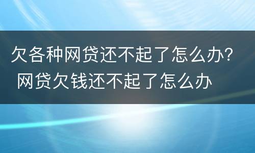 欠各种网贷还不起了怎么办？ 网贷欠钱还不起了怎么办
