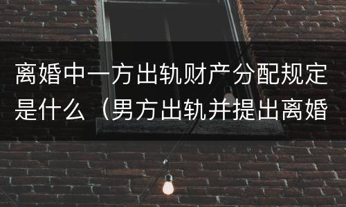 离婚中一方出轨财产分配规定是什么（男方出轨并提出离婚财产分配）