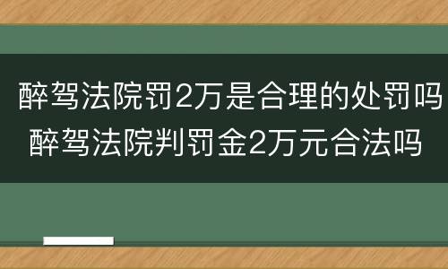 醉驾法院罚2万是合理的处罚吗 醉驾法院判罚金2万元合法吗