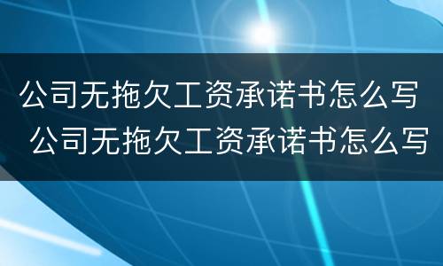 公司无拖欠工资承诺书怎么写 公司无拖欠工资承诺书怎么写的