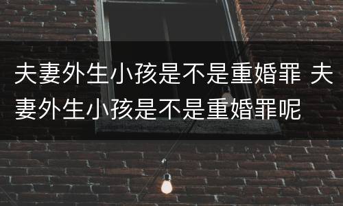 夫妻外生小孩是不是重婚罪 夫妻外生小孩是不是重婚罪呢