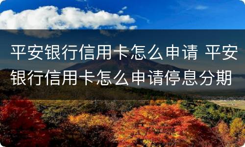 平安银行信用卡怎么申请 平安银行信用卡怎么申请停息分期