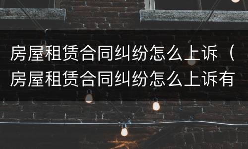 房屋租赁合同纠纷怎么上诉（房屋租赁合同纠纷怎么上诉有效）
