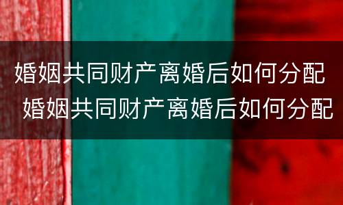 婚姻共同财产离婚后如何分配 婚姻共同财产离婚后如何分配抚养费