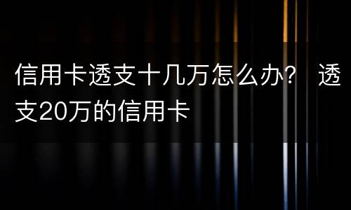 信用卡透支十几万怎么办？ 透支20万的信用卡