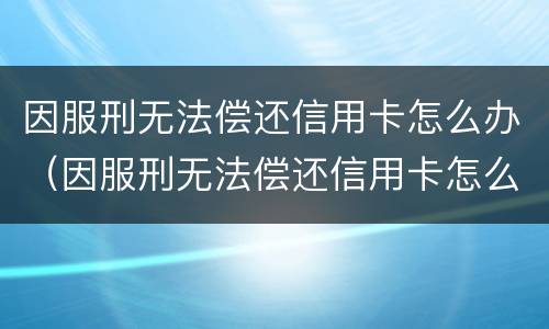 因服刑无法偿还信用卡怎么办（因服刑无法偿还信用卡怎么办呢）