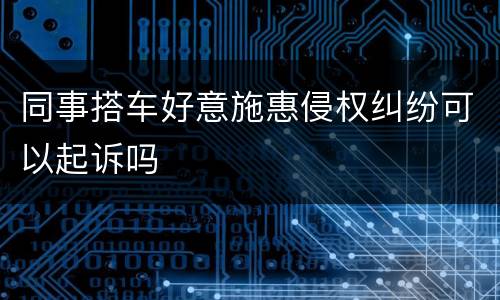 同事搭车好意施惠侵权纠纷可以起诉吗