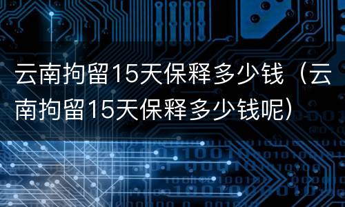 云南拘留15天保释多少钱（云南拘留15天保释多少钱呢）