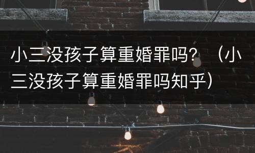 小三没孩子算重婚罪吗？（小三没孩子算重婚罪吗知乎）