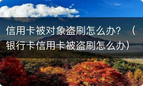 信用卡被对象盗刷怎么办？（银行卡信用卡被盗刷怎么办）