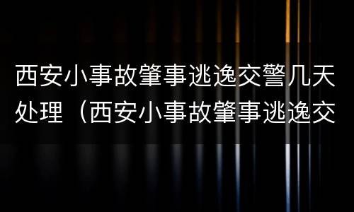 西安小事故肇事逃逸交警几天处理（西安小事故肇事逃逸交警几天处理完）
