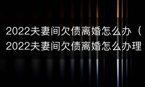 2022夫妻间欠债离婚怎么办（2022夫妻间欠债离婚怎么办理）