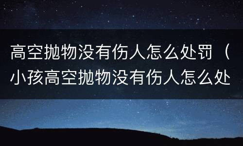 高空抛物没有伤人怎么处罚（小孩高空抛物没有伤人怎么处罚）