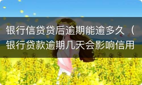 银行信贷贷后逾期能逾多久（银行贷款逾期几天会影响信用吗）