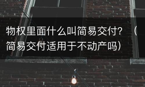 物权里面什么叫简易交付？（简易交付适用于不动产吗）