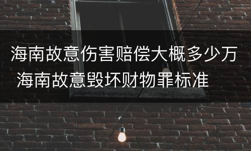 海南故意伤害赔偿大概多少万 海南故意毁坏财物罪标准