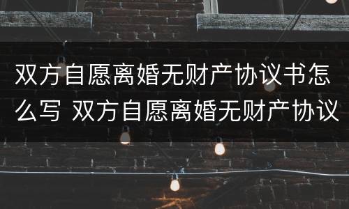 双方自愿离婚无财产协议书怎么写 双方自愿离婚无财产协议书怎么写的
