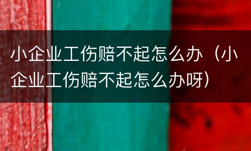 小企业工伤赔不起怎么办（小企业工伤赔不起怎么办呀）