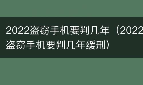 2022盗窃手机要判几年（2022盗窃手机要判几年缓刑）
