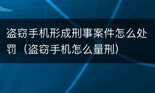 盗窃手机形成刑事案件怎么处罚（盗窃手机怎么量刑）