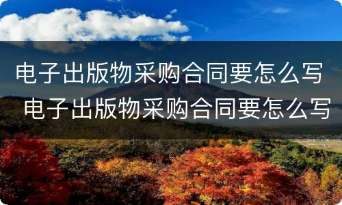 电子出版物采购合同要怎么写 电子出版物采购合同要怎么写才好