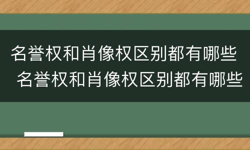 名誉权和肖像权区别都有哪些 名誉权和肖像权区别都有哪些呢