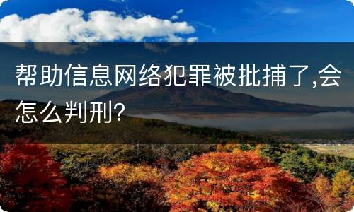 帮助信息网络犯罪被批捕了,会怎么判刑？