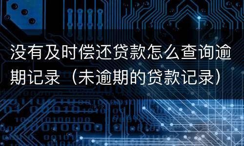 没有及时偿还贷款怎么查询逾期记录（未逾期的贷款记录）