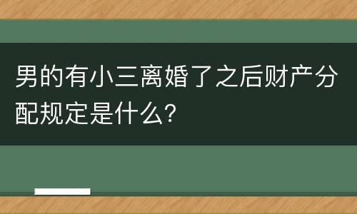 男的有小三离婚了之后财产分配规定是什么？