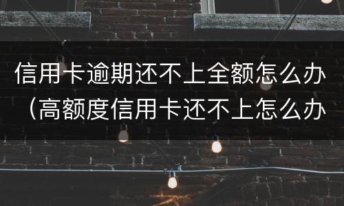 信用卡逾期还不上全额怎么办（高额度信用卡还不上怎么办）