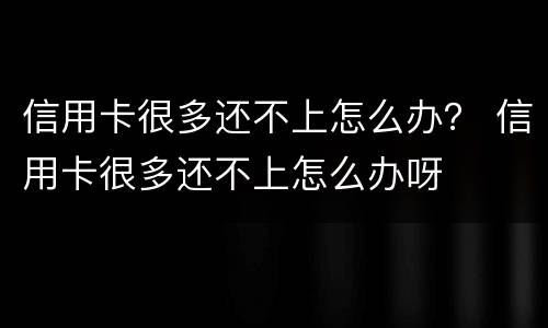 信用卡很多还不上怎么办？ 信用卡很多还不上怎么办呀