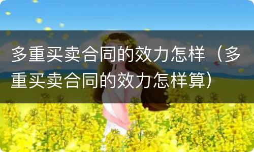 多重买卖合同的效力怎样（多重买卖合同的效力怎样算）