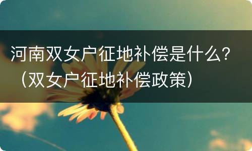 河南双女户征地补偿是什么？（双女户征地补偿政策）