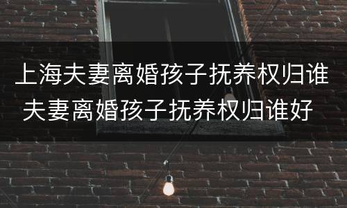 上海夫妻离婚孩子抚养权归谁 夫妻离婚孩子抚养权归谁好