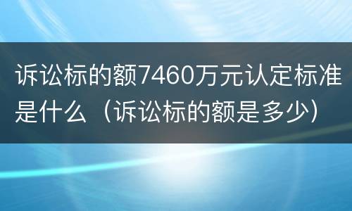 诉讼标的额7460万元认定标准是什么（诉讼标的额是多少）