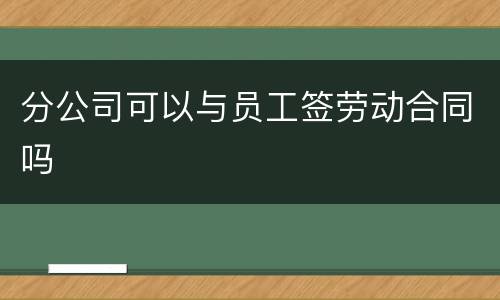 分公司可以与员工签劳动合同吗