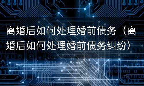 离婚后如何处理婚前债务（离婚后如何处理婚前债务纠纷）